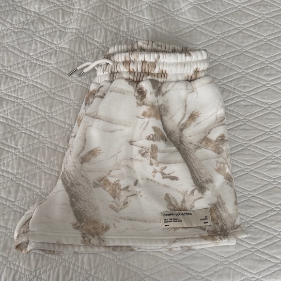 Comfort Collection Women's Athletic Shorts - White and Brown - Picture 1 of 5